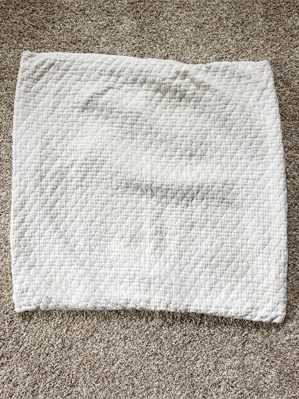 West Elm Organic Cotton White Textured Euro Sham Pillowcase Classic Minimalist
